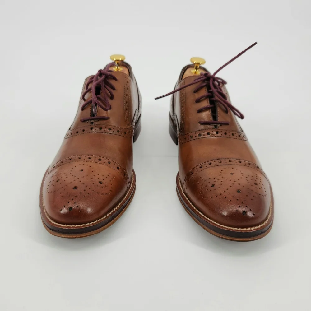 Johnston & Murphy Conard Cap Toe Men's Brown Leather Dress Shoes Size 9.5 M - Picture 7 of 16
